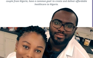 KGI couple in KGI lab wearing white coats