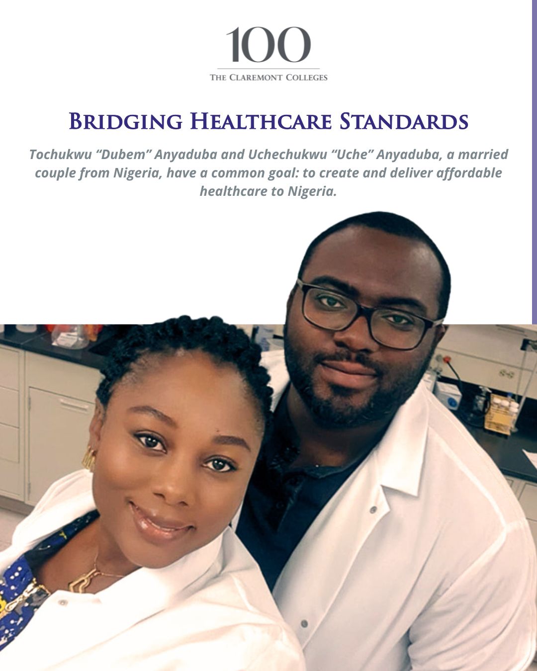 KGI couple in KGI lab wearing white coats